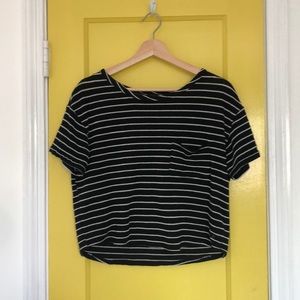 striped, black and white crop top